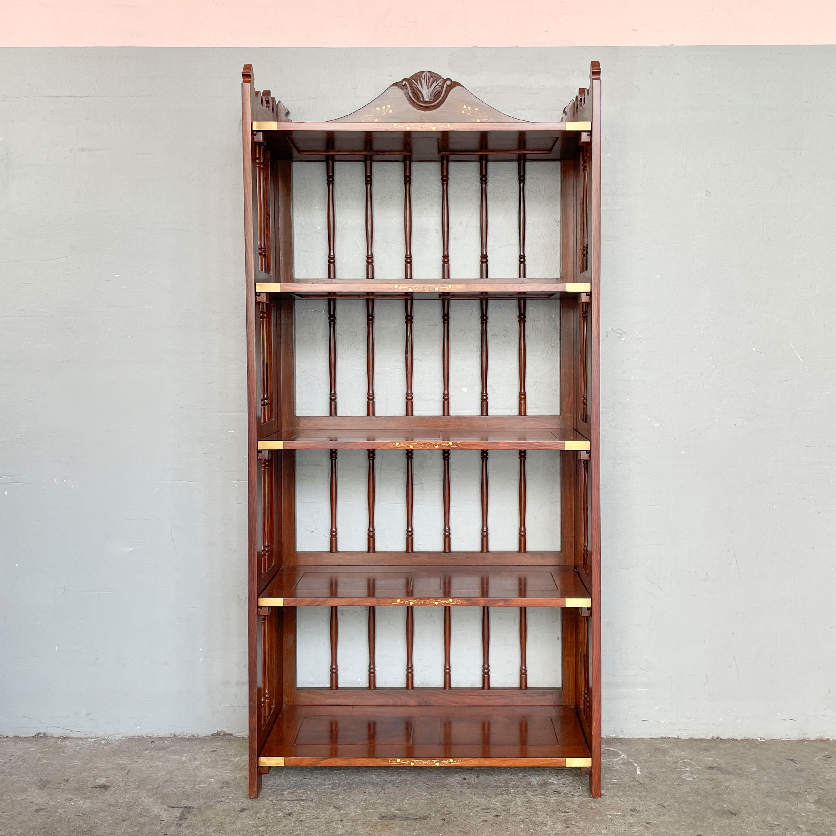Indian Rosewood Collapsible Bookshelf (Brass Plates)