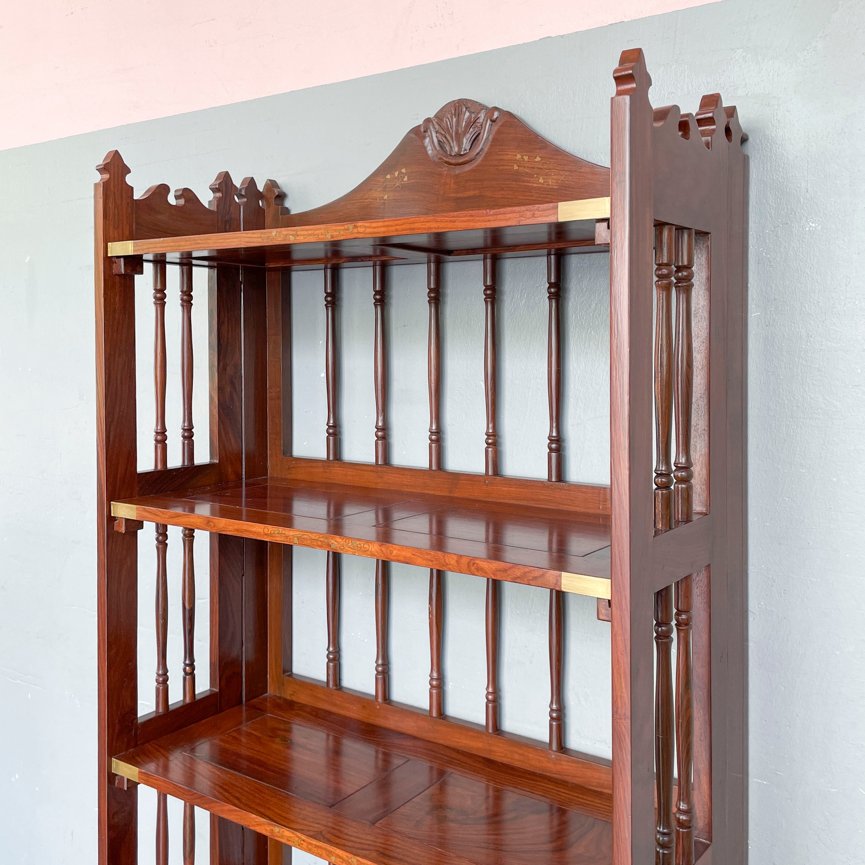 Indian Rosewood Collapsible Bookshelf (Brass Plates)