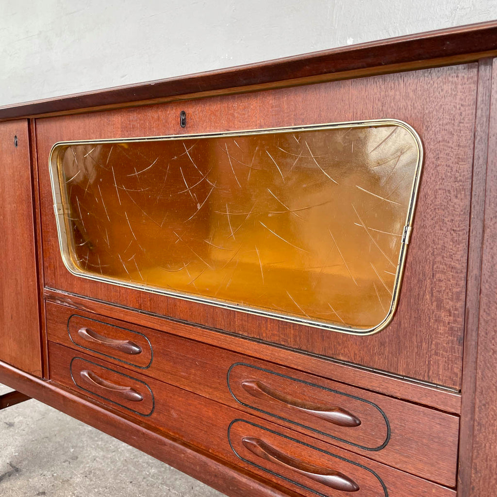 Mid-Century Modern Sideboard with Amber Glass Detail