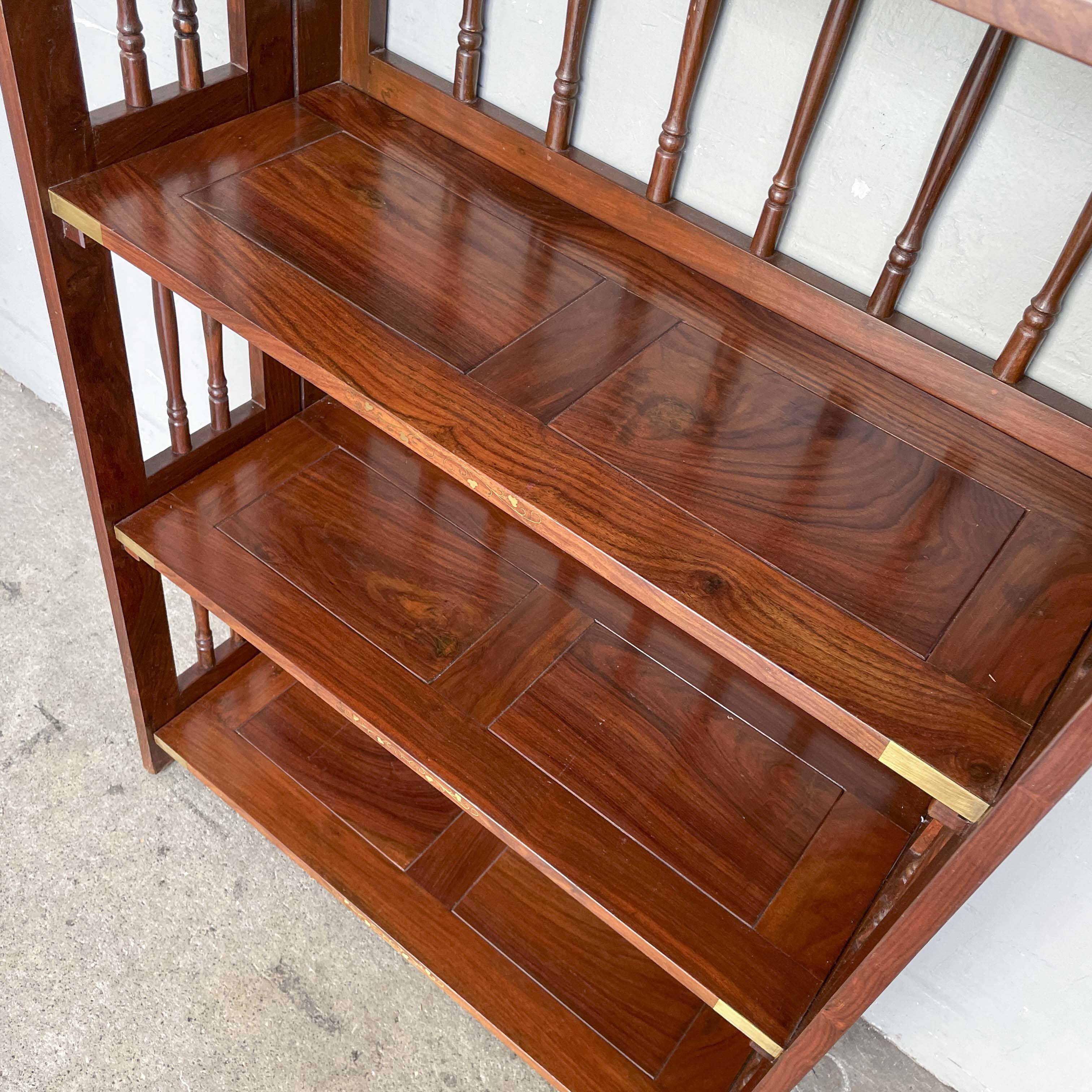 Indian Rosewood Collapsible Bookshelf (Brass Plates)