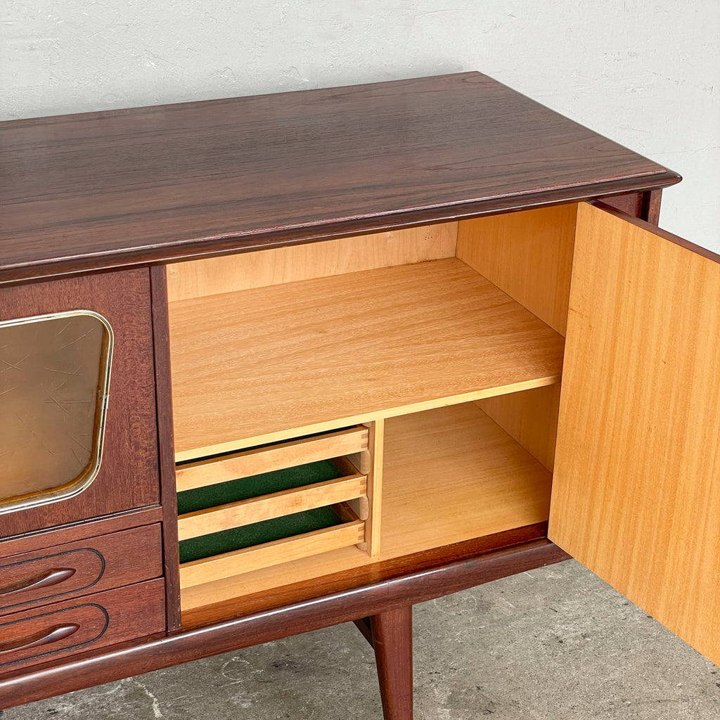 Mid-Century Modern Sideboard with Amber Glass Detail