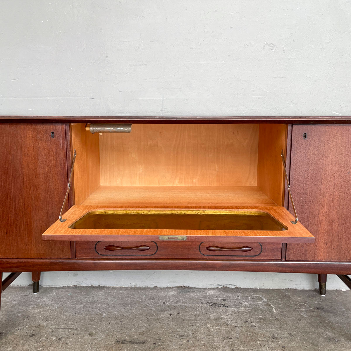 Mid-Century Modern Sideboard with Amber Glass Detail