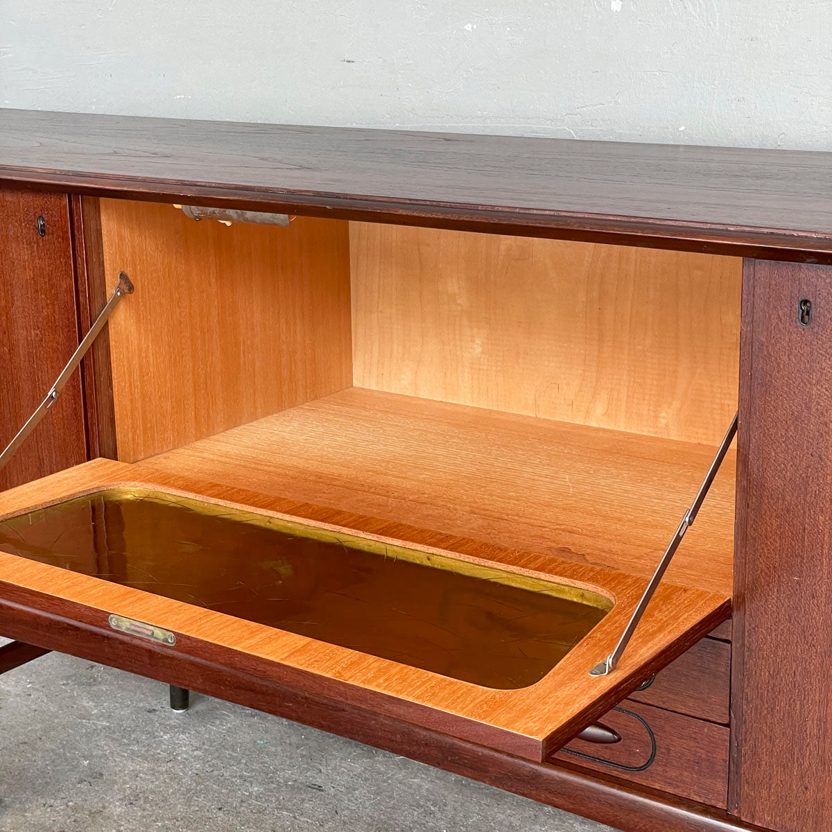Mid-Century Modern Sideboard with Amber Glass Detail