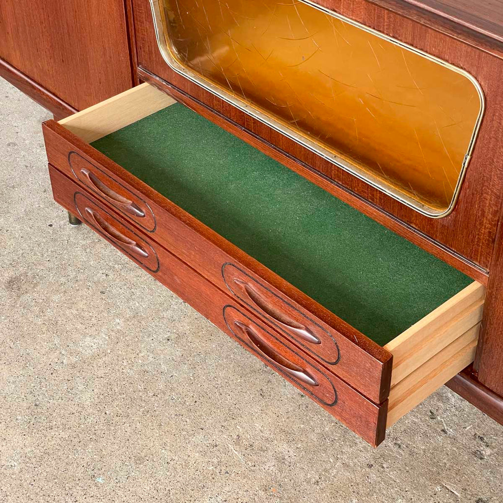 Mid-Century Modern Sideboard with Amber Glass Detail