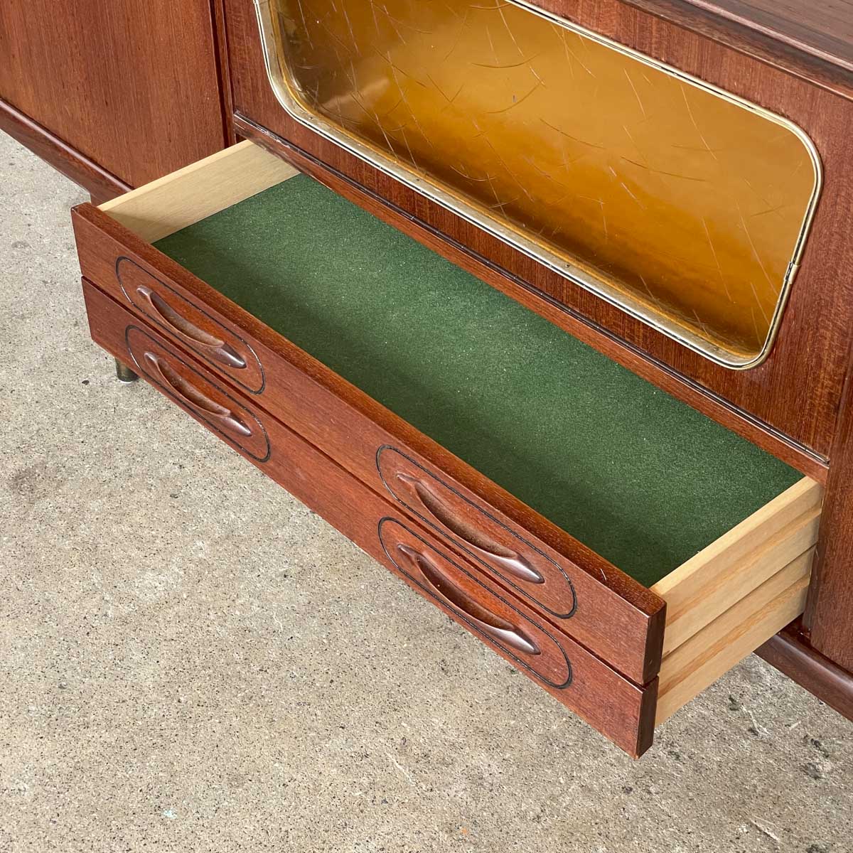 Mid-Century Modern Sideboard with Amber Glass Detail