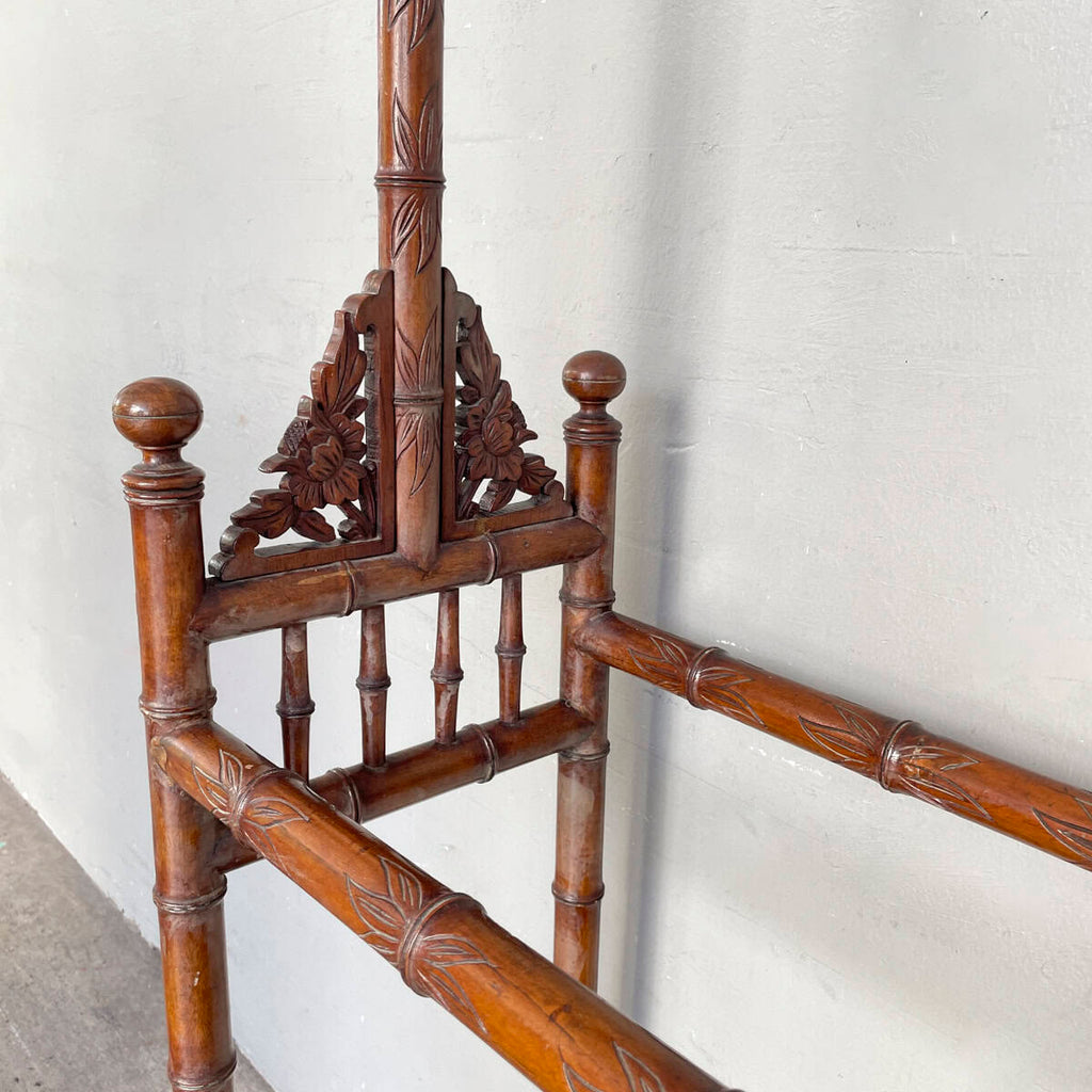 Vintage Carved Wooden Faux Bamboo Coat Stand