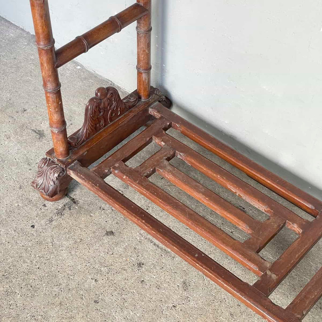 Vintage Carved Wooden Faux Bamboo Coat Stand