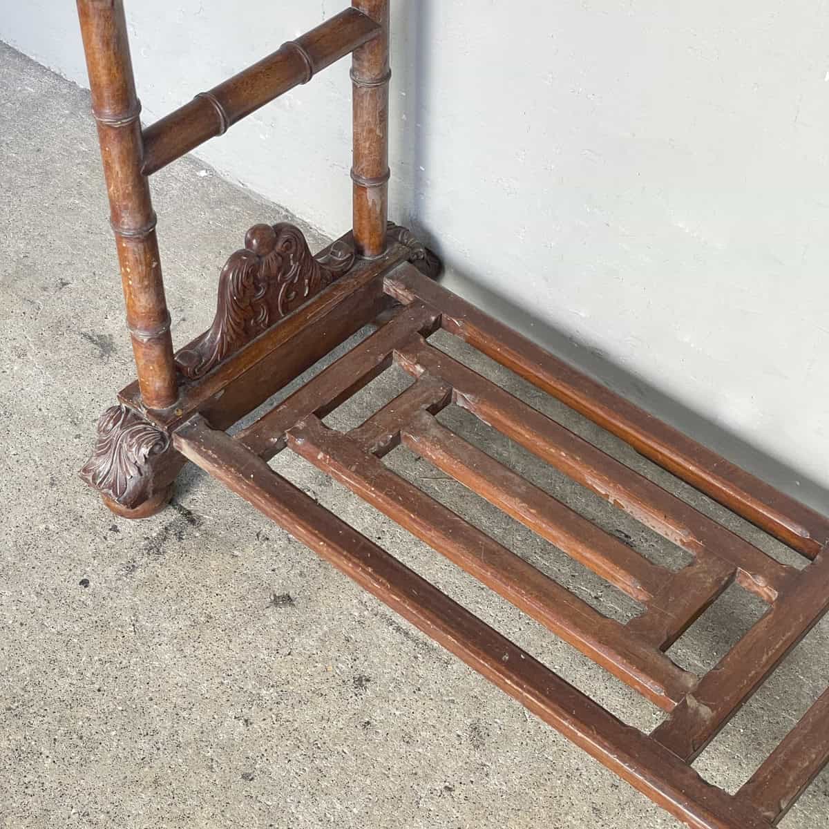 Vintage Carved Wooden Faux Bamboo Coat Stand