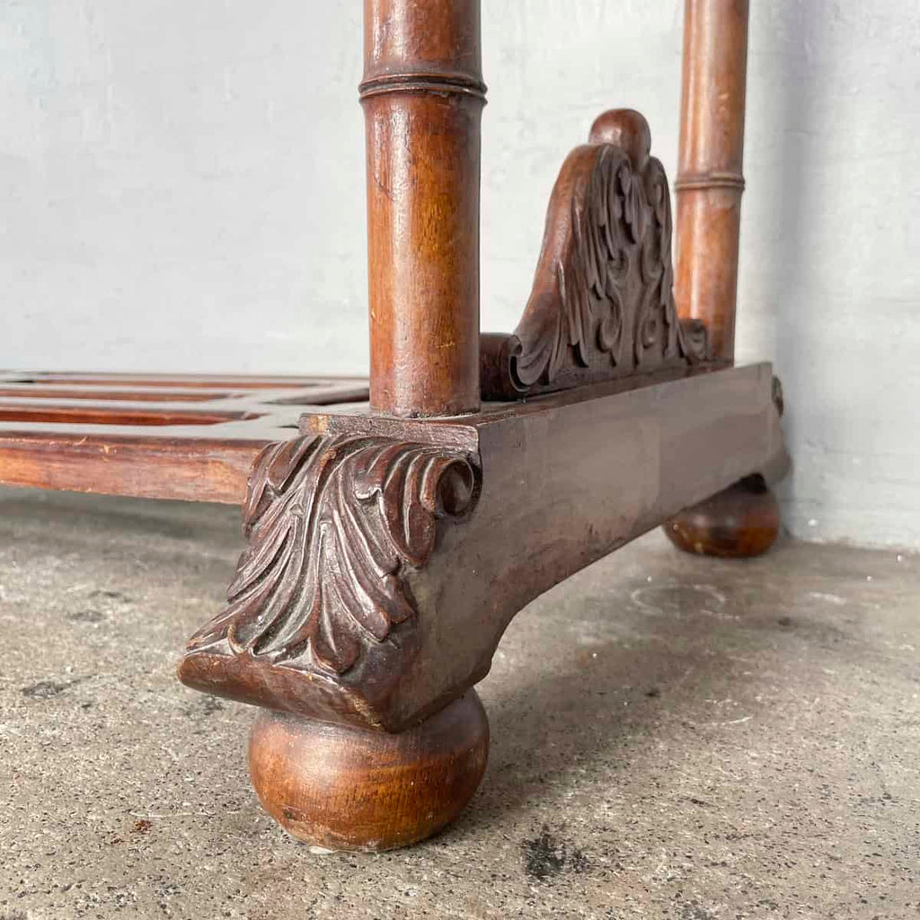 Vintage Carved Wooden Faux Bamboo Coat Stand