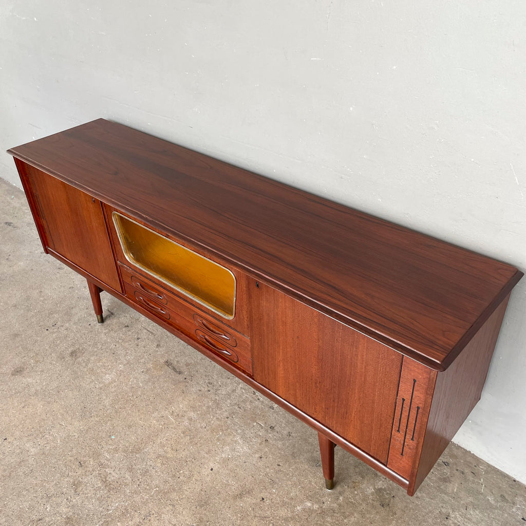 Mid-Century Modern Sideboard with Amber Glass Detail