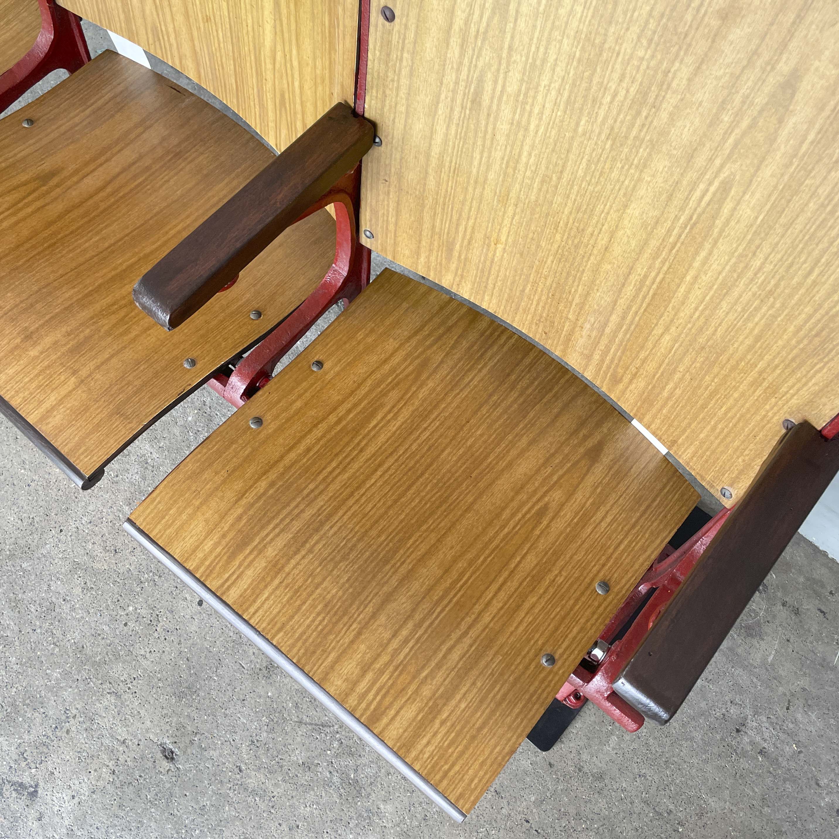 Restored 3-Seater Auditorium Chair (Deep Red Frame)