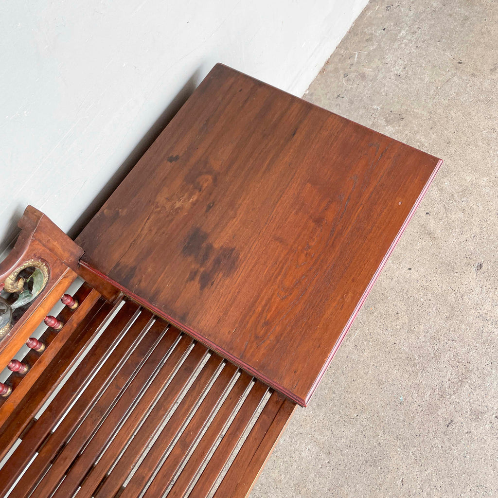 Carved Floral Teak Telephone Bench