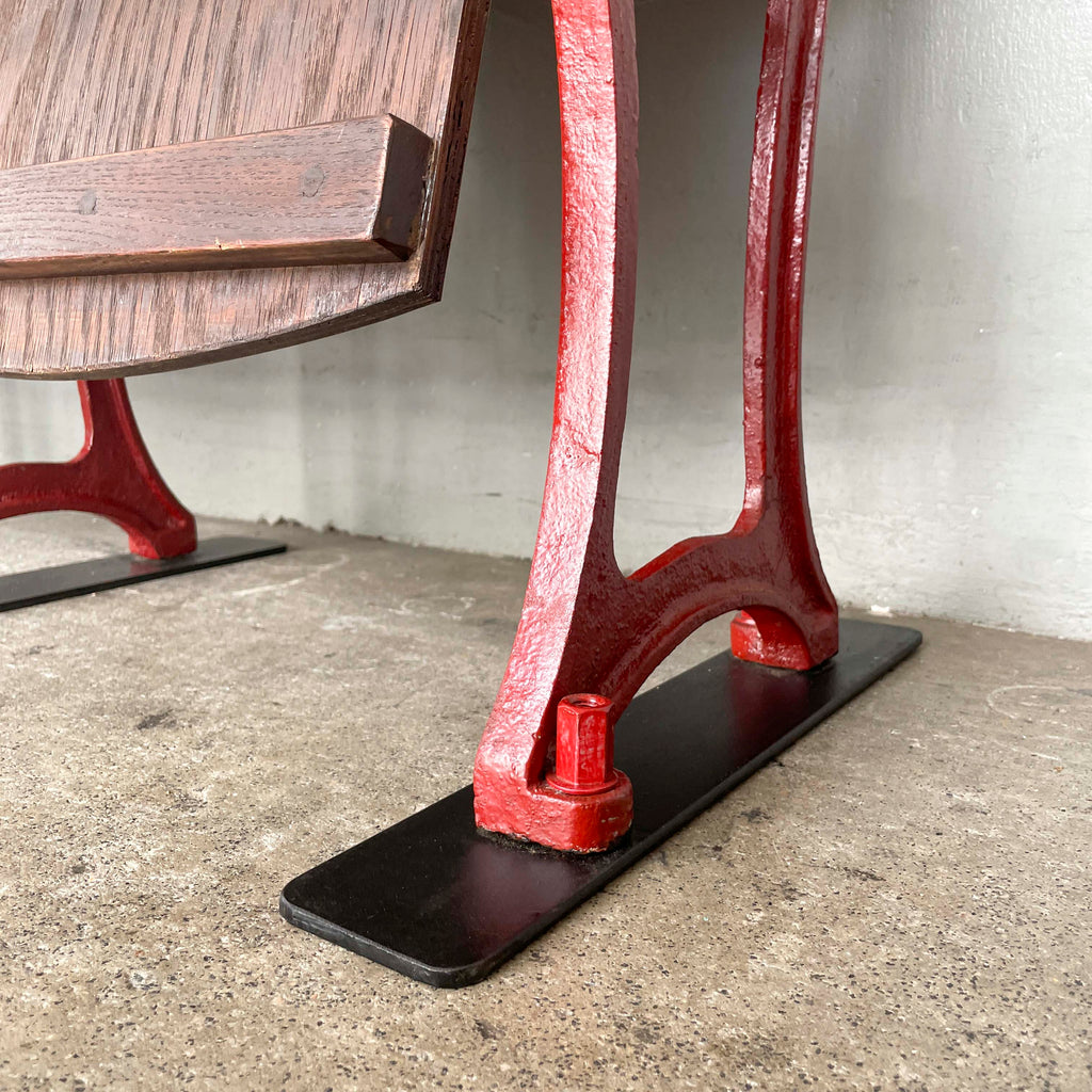 Restored 3-Seater Auditorium Chair (Deep Red Frame)
