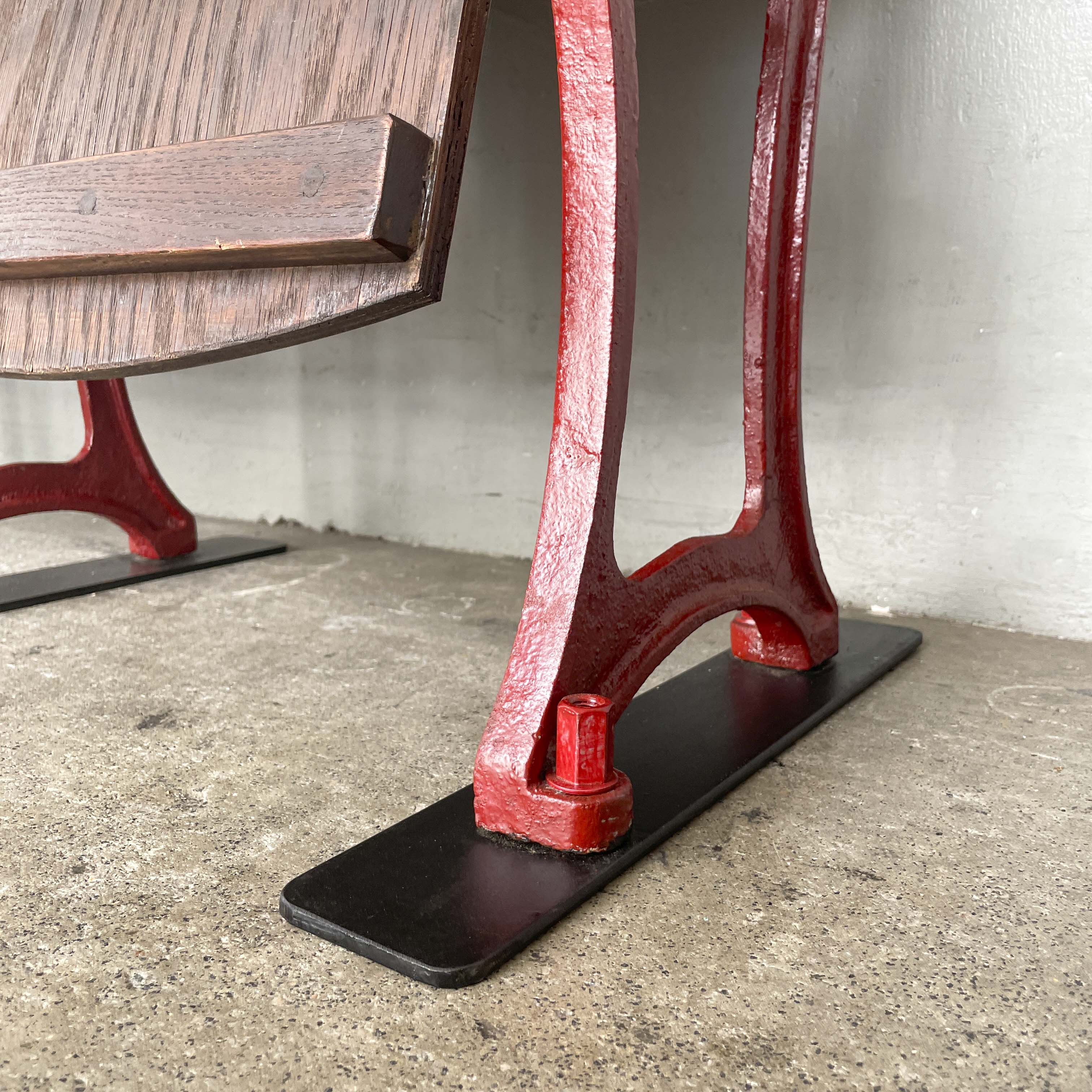 Restored 3-Seater Auditorium Chair (Deep Red Frame)
