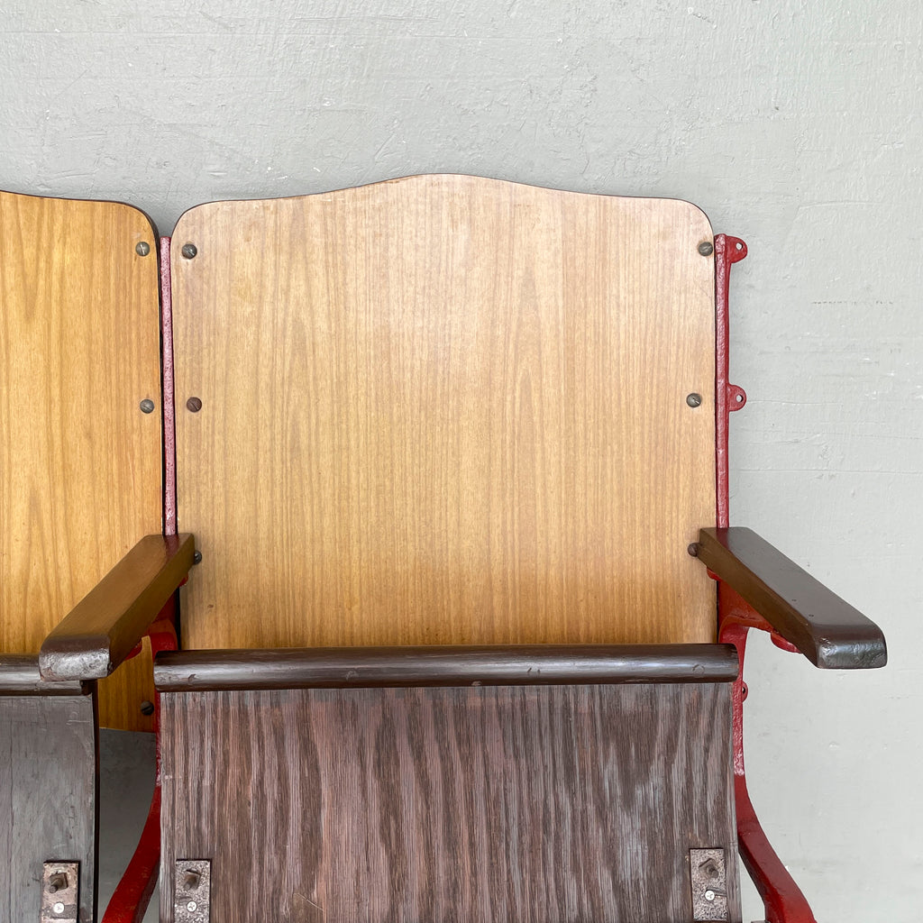 Restored 3-Seater Auditorium Chair (Deep Red Frame)