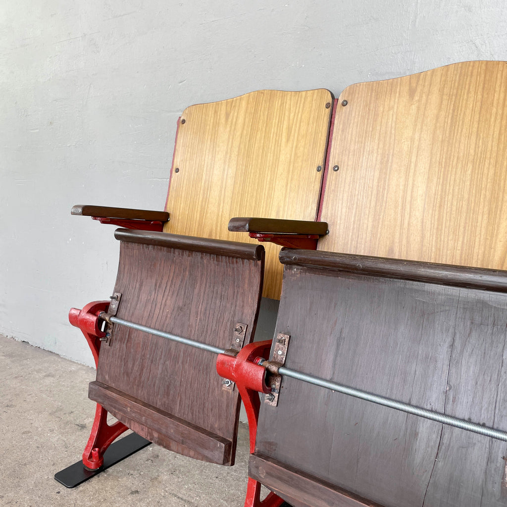 Restored 3-Seater Auditorium Chair (Deep Red Frame)