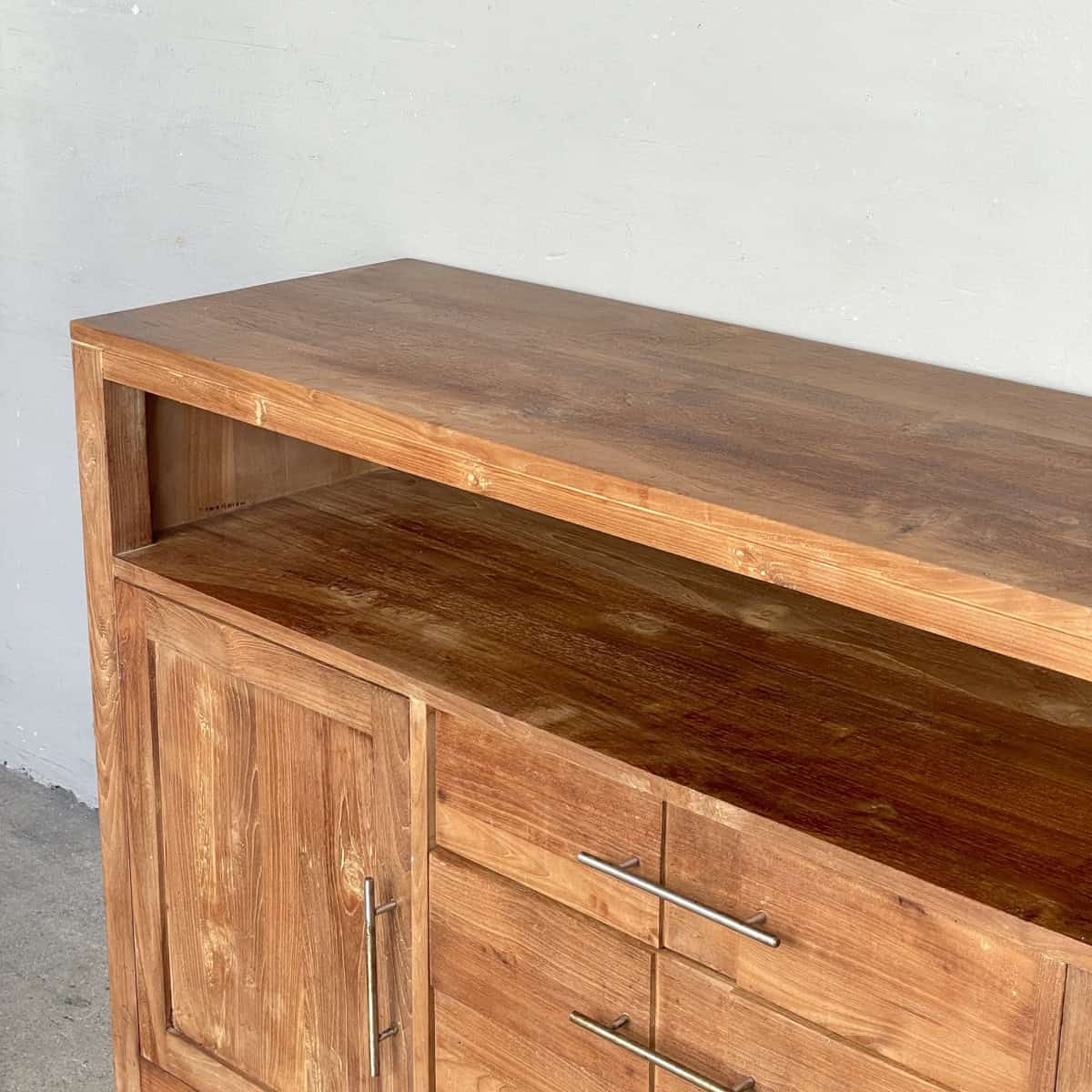 Solid Teak Sideboard with Open Shelf