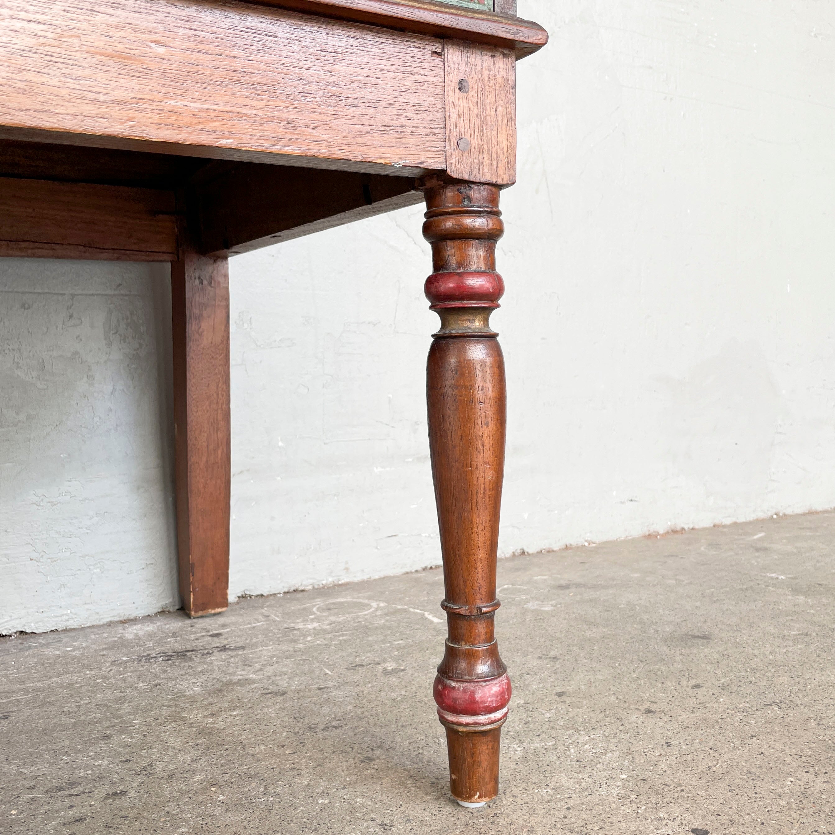 Carved Floral Teak Telephone Bench