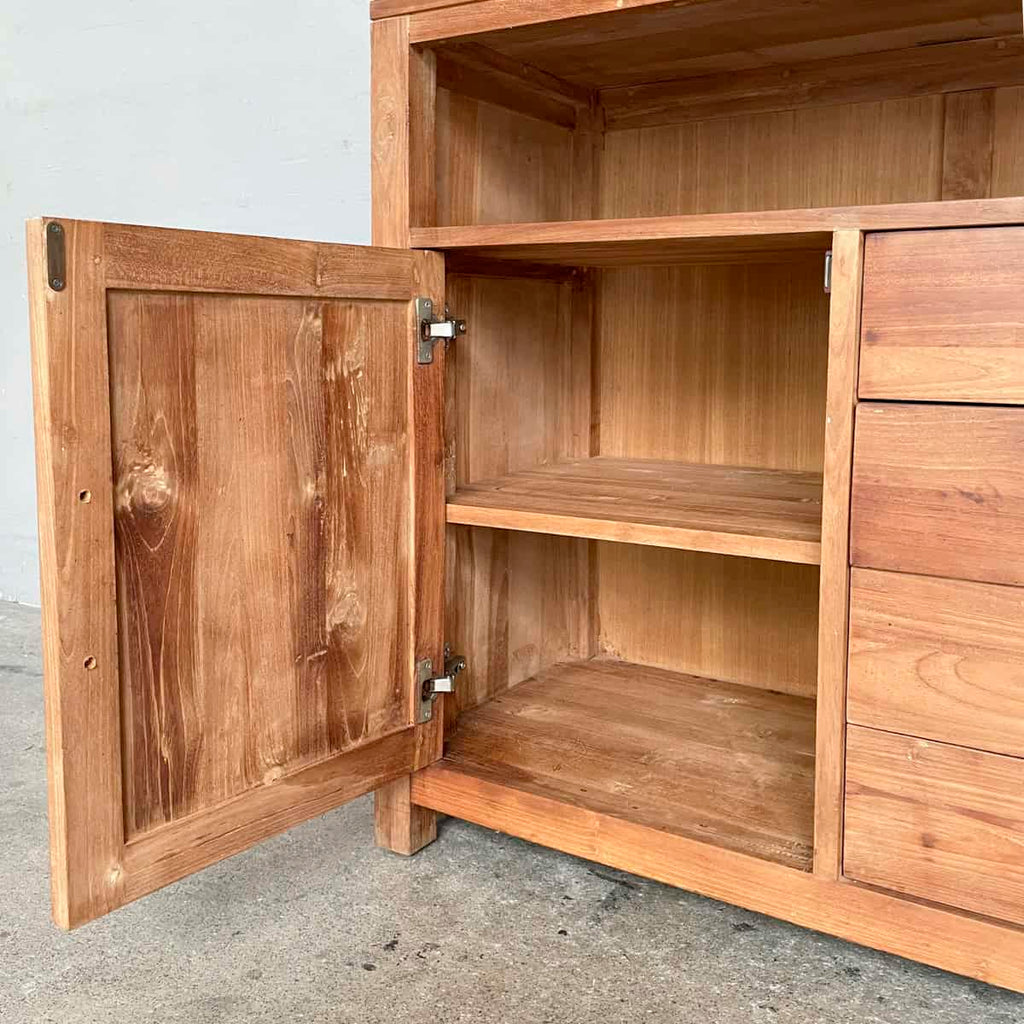 Solid Teak Sideboard with Open Shelf