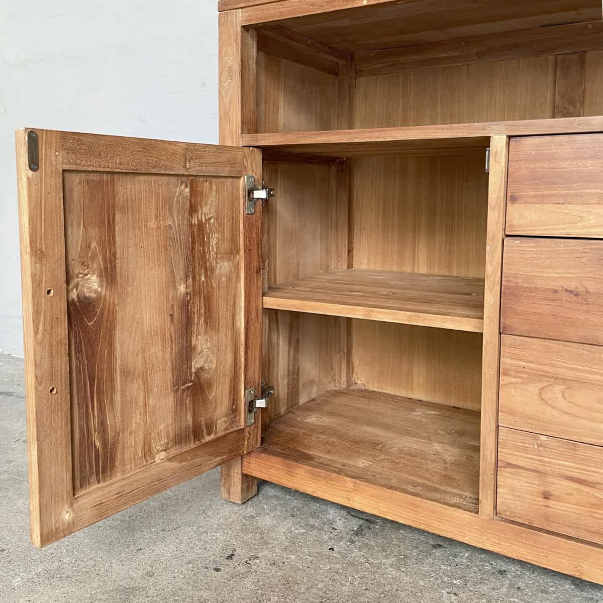Solid Teak Sideboard with Open Shelf