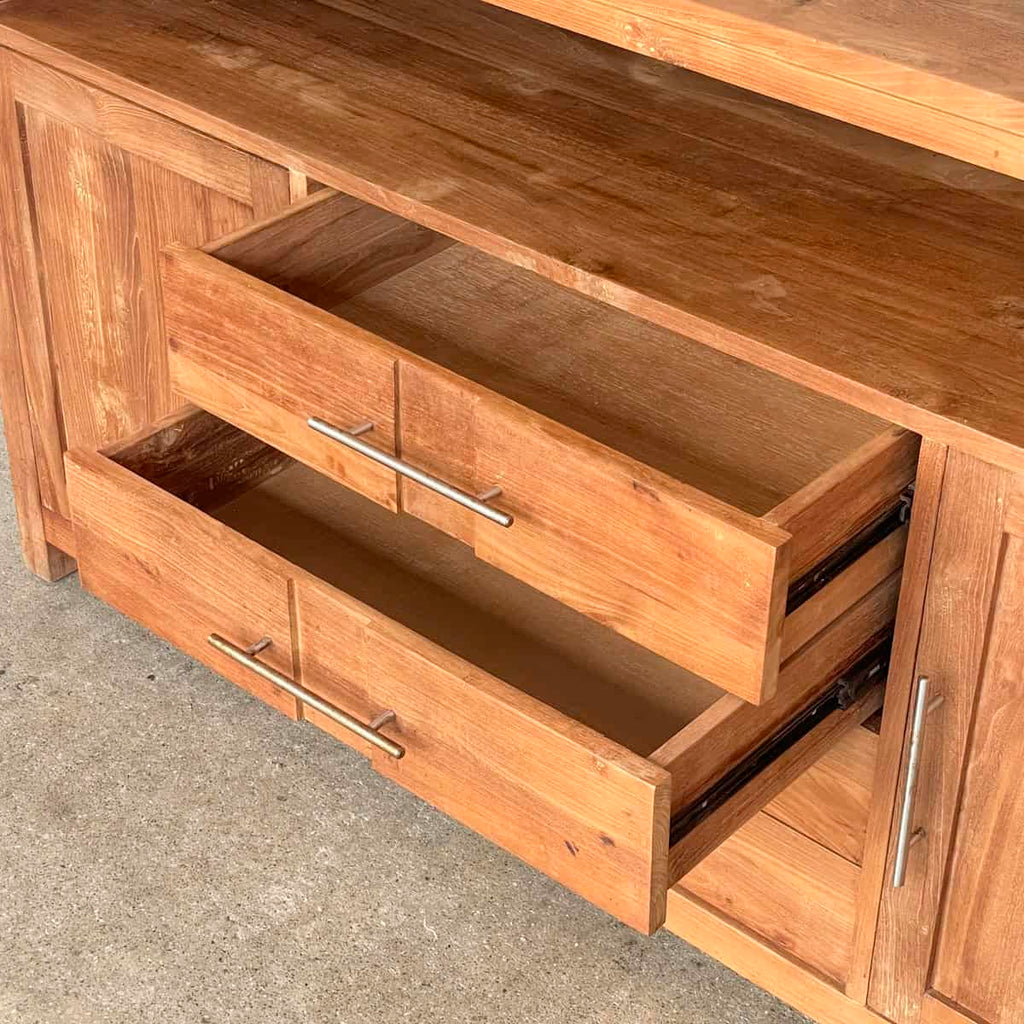 Solid Teak Sideboard with Open Shelf