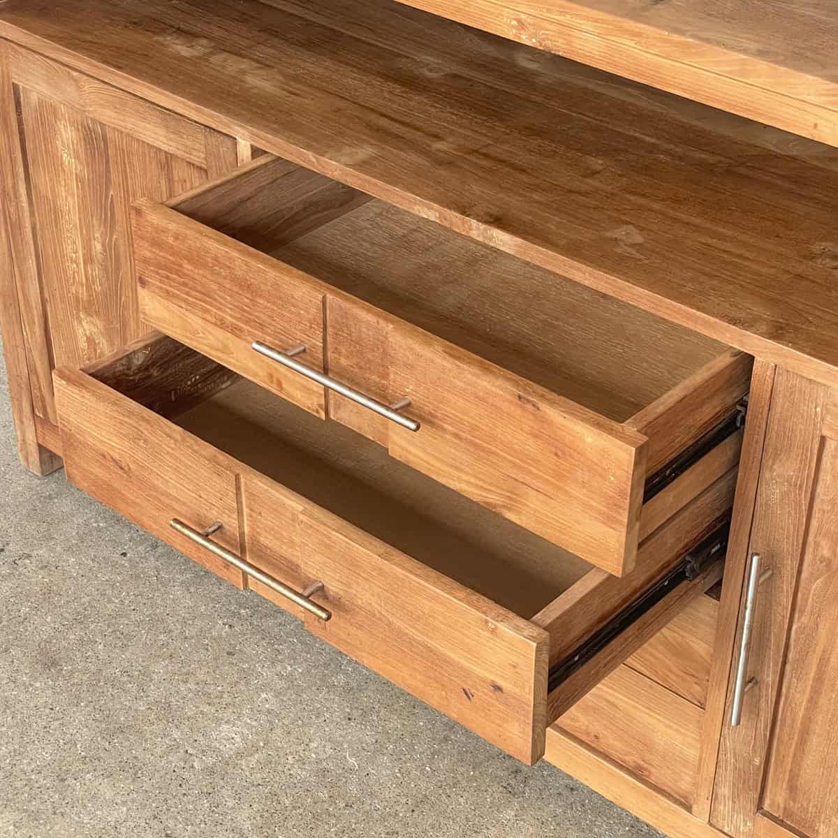Solid Teak Sideboard with Open Shelf