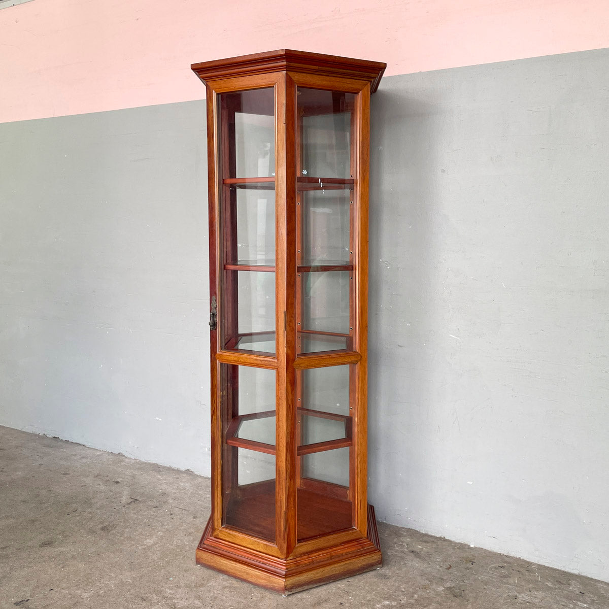 Hexagonal Glass Display Cabinet