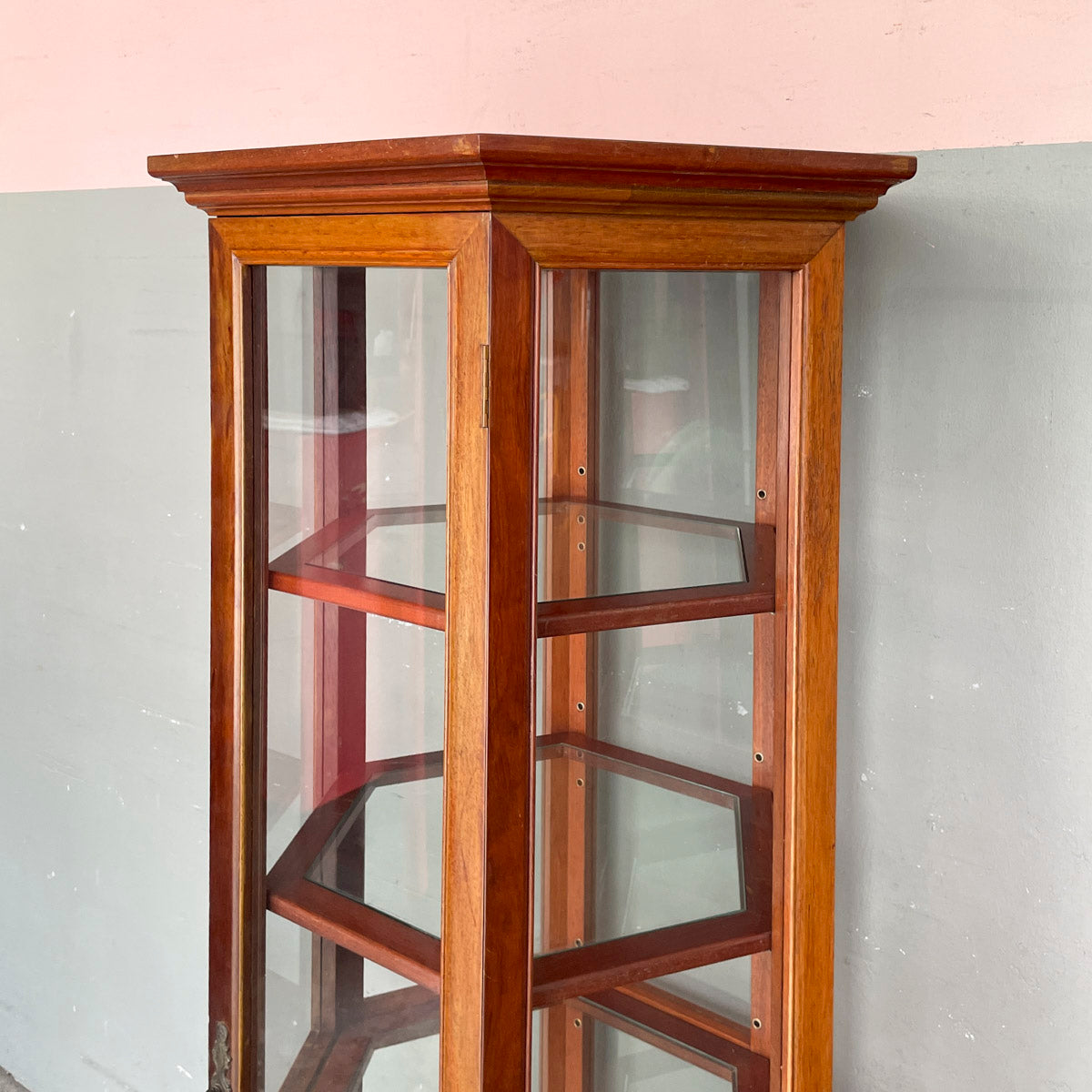 Hexagonal Glass Display Cabinet