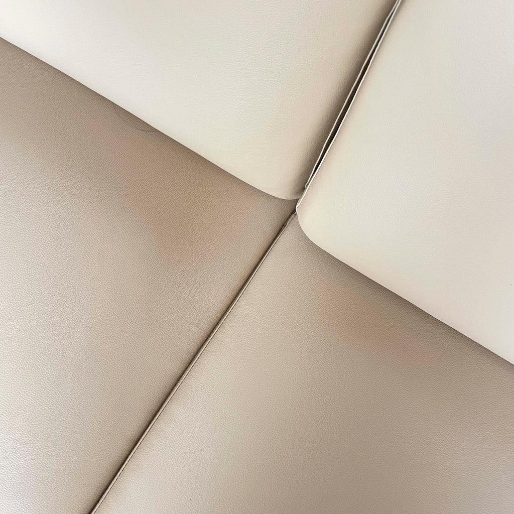 Beige PU Leather 3-Seater Sofa