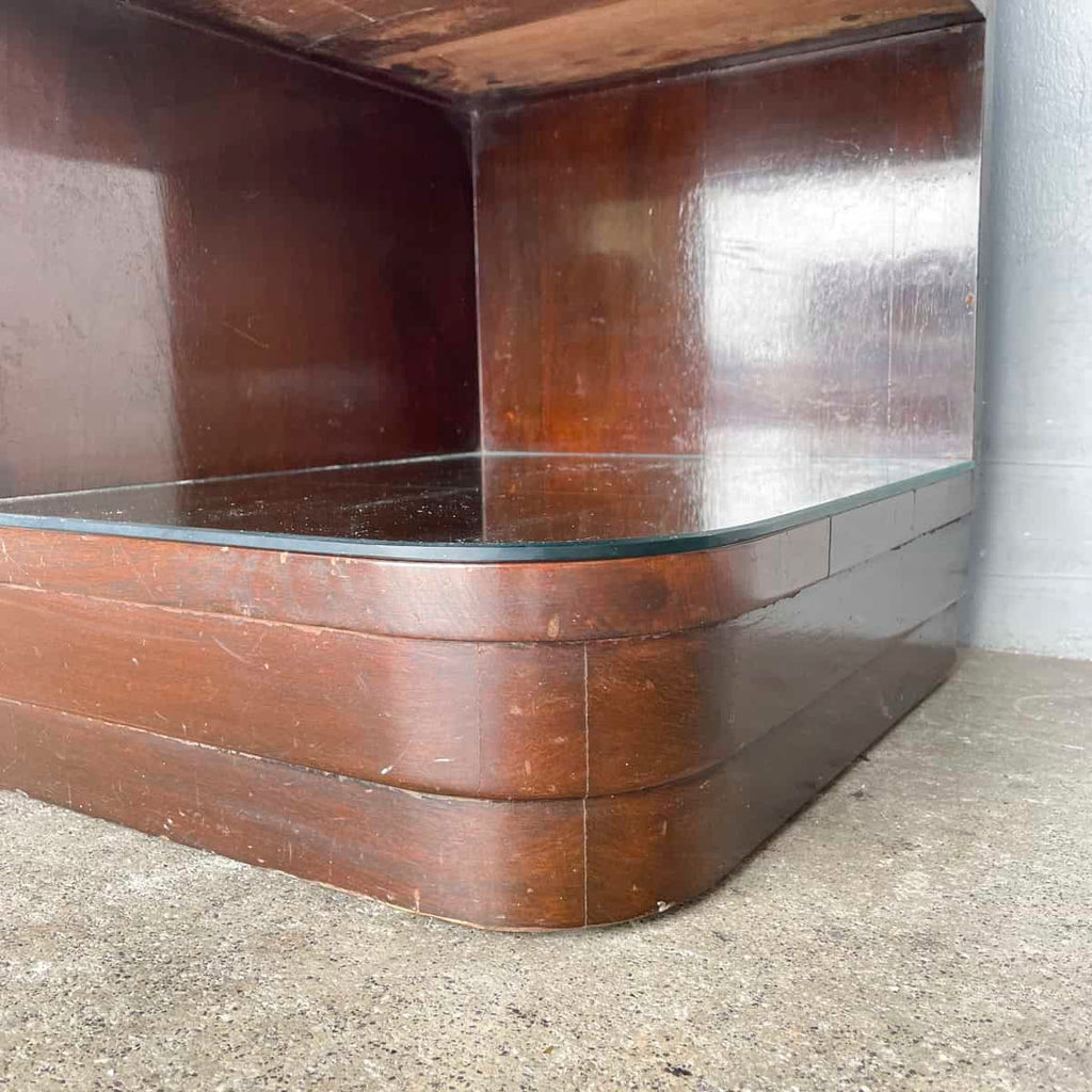Vintage Sideboard with Curved Cabinet and Glass Display