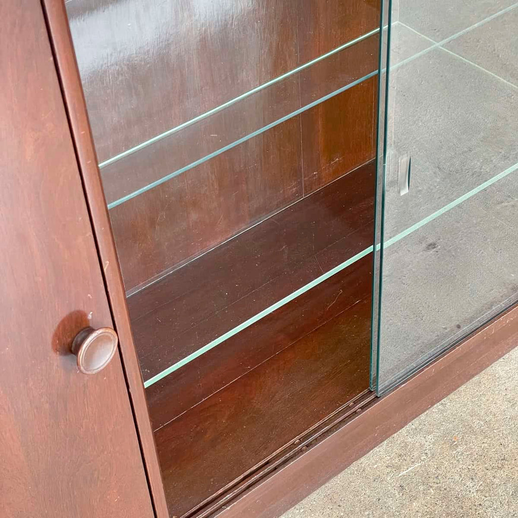 Vintage Sideboard with Curved Cabinet and Glass Display