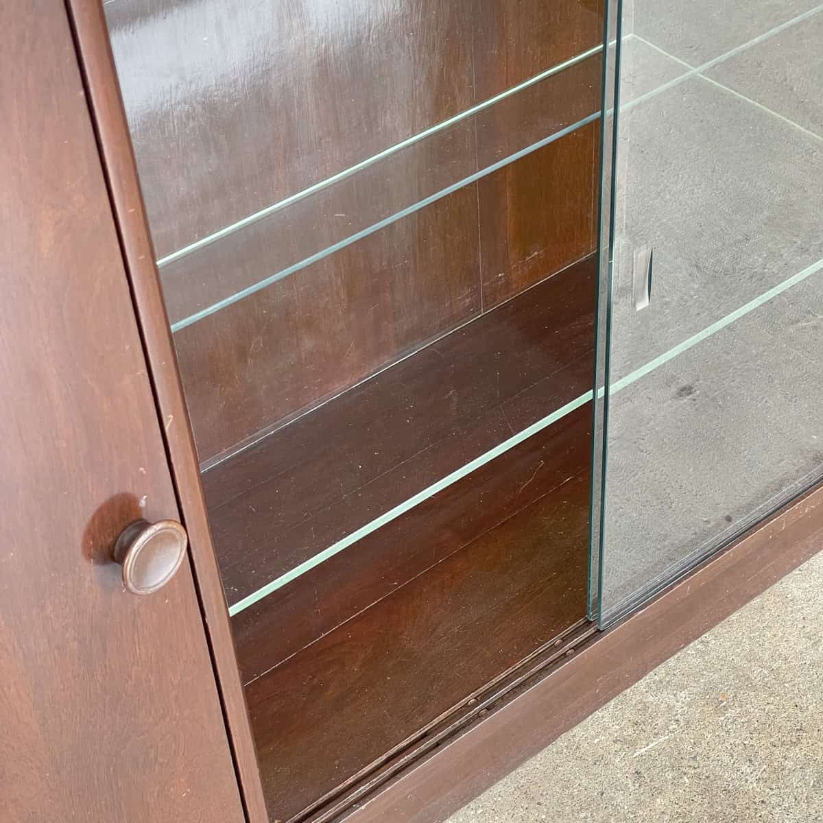 Vintage Sideboard with Curved Cabinet and Glass Display