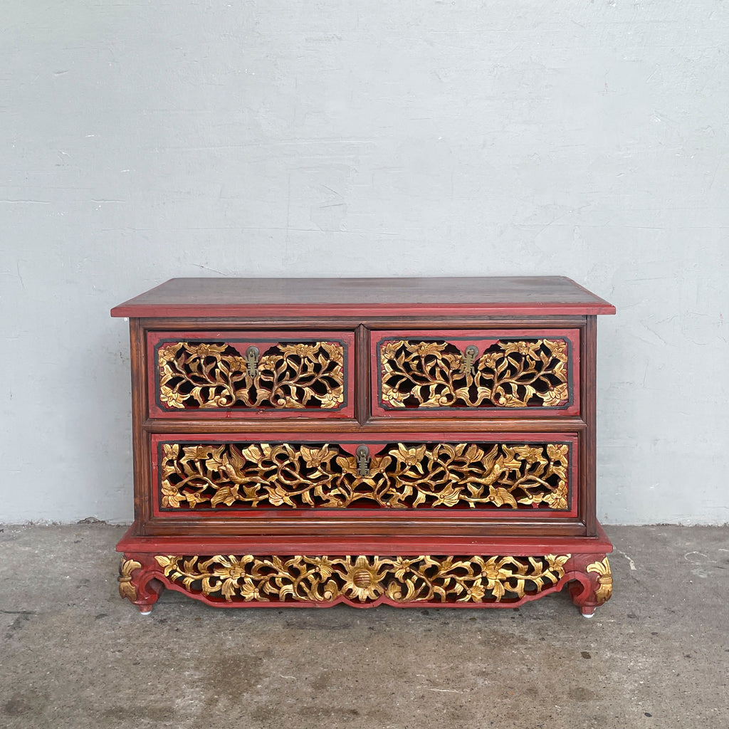 Red & Gold Gilt Straits Chinese Dresser