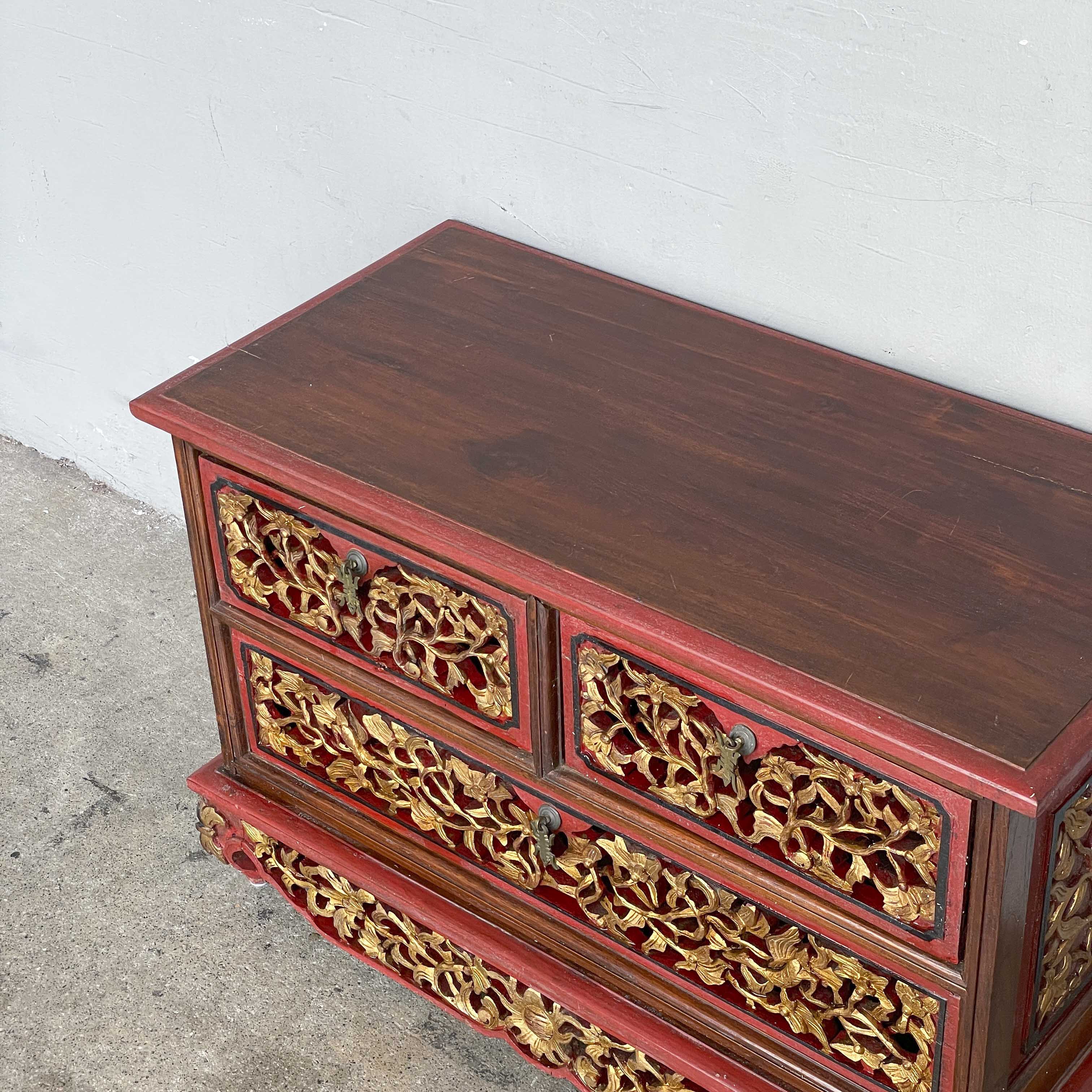 Red & Gold Gilt Straits Chinese Dresser