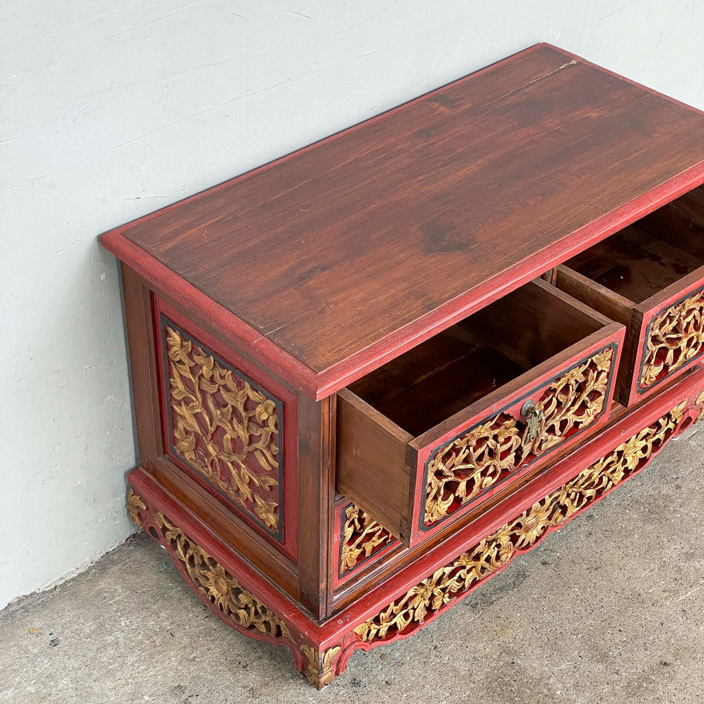 Red & Gold Gilt Straits Chinese Dresser