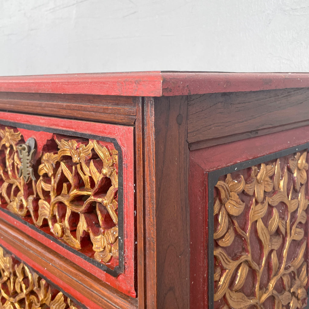 Red & Gold Gilt Straits Chinese Dresser