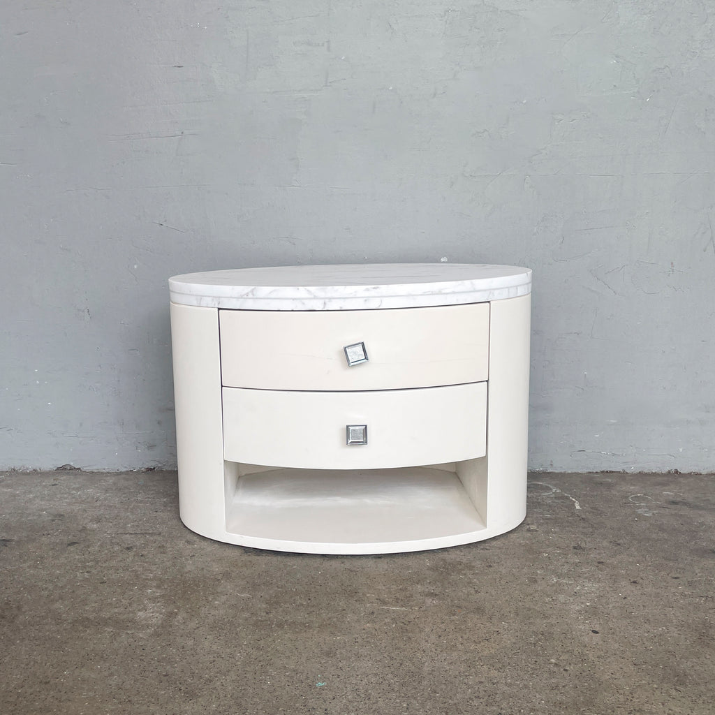 Oval Marble-Top Bedside Table