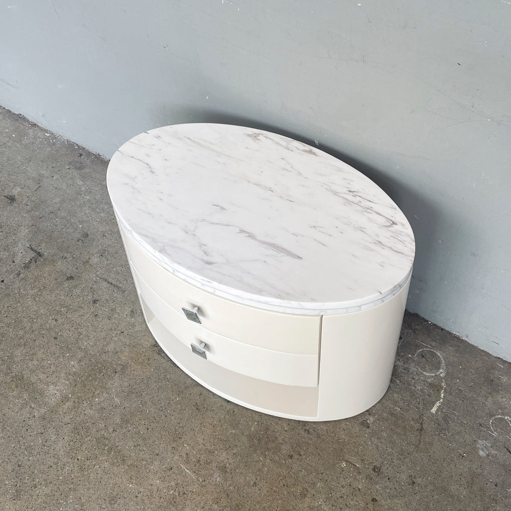 Oval Marble-Top Bedside Table