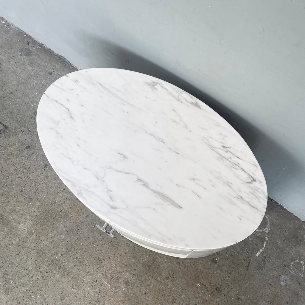 Oval Marble-Top Bedside Table