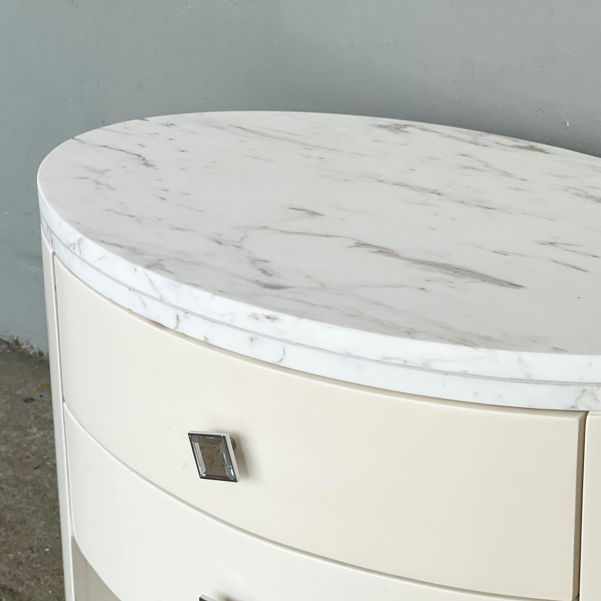 Oval Marble-Top Bedside Table