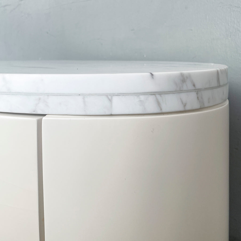 Oval Marble-Top Bedside Table