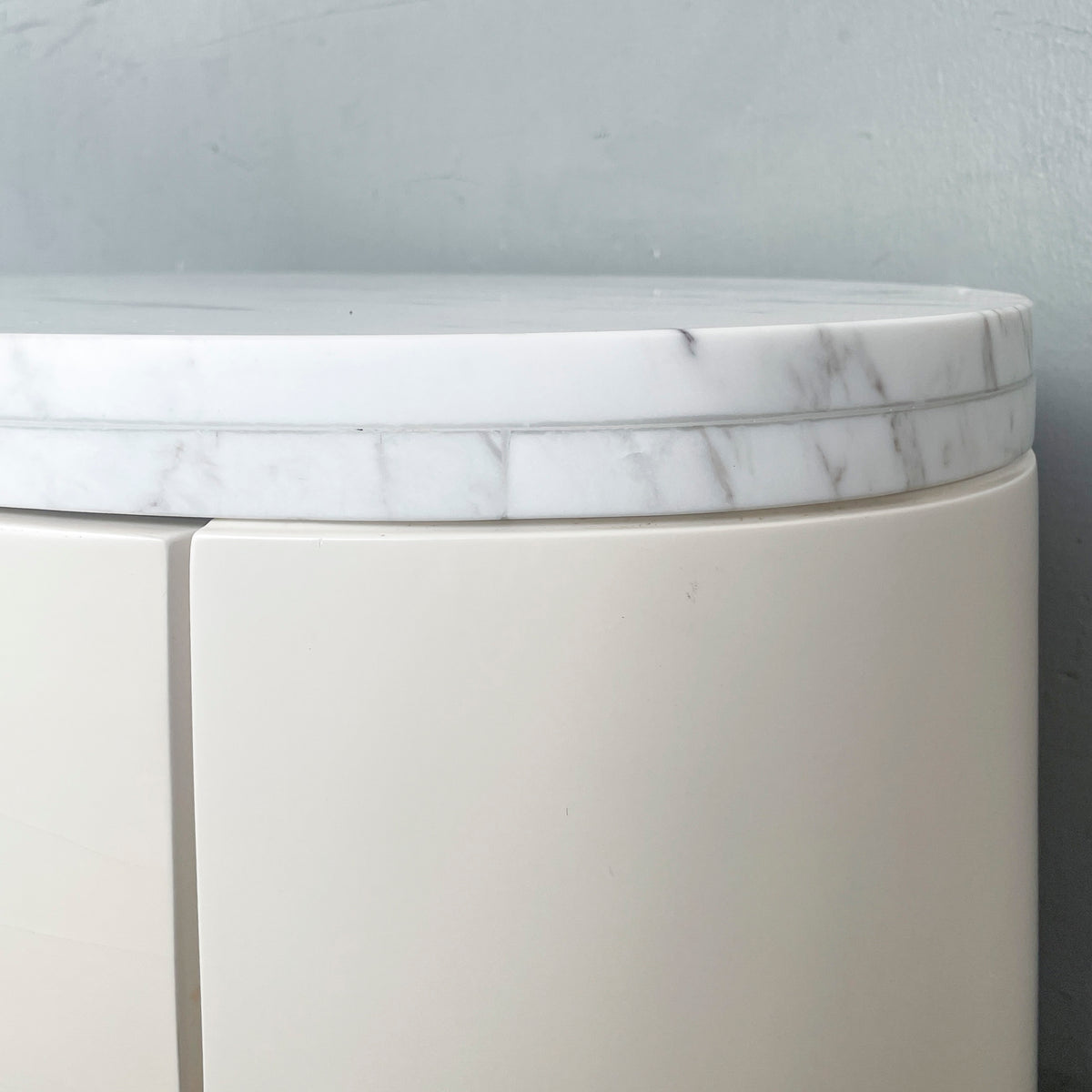 Oval Marble-Top Bedside Table