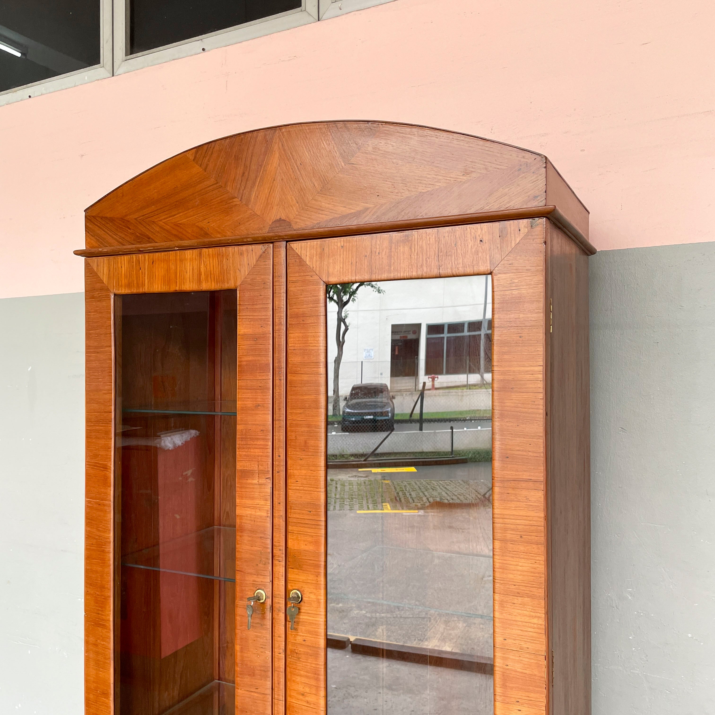 Refurbished Vintage Marquetry Display Cabinet