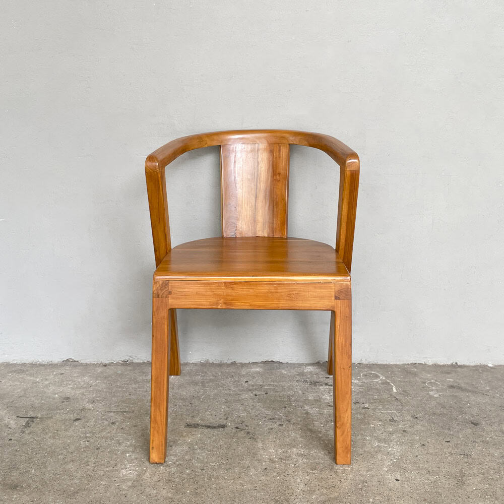 Curved-Back Solid Teak Armchair