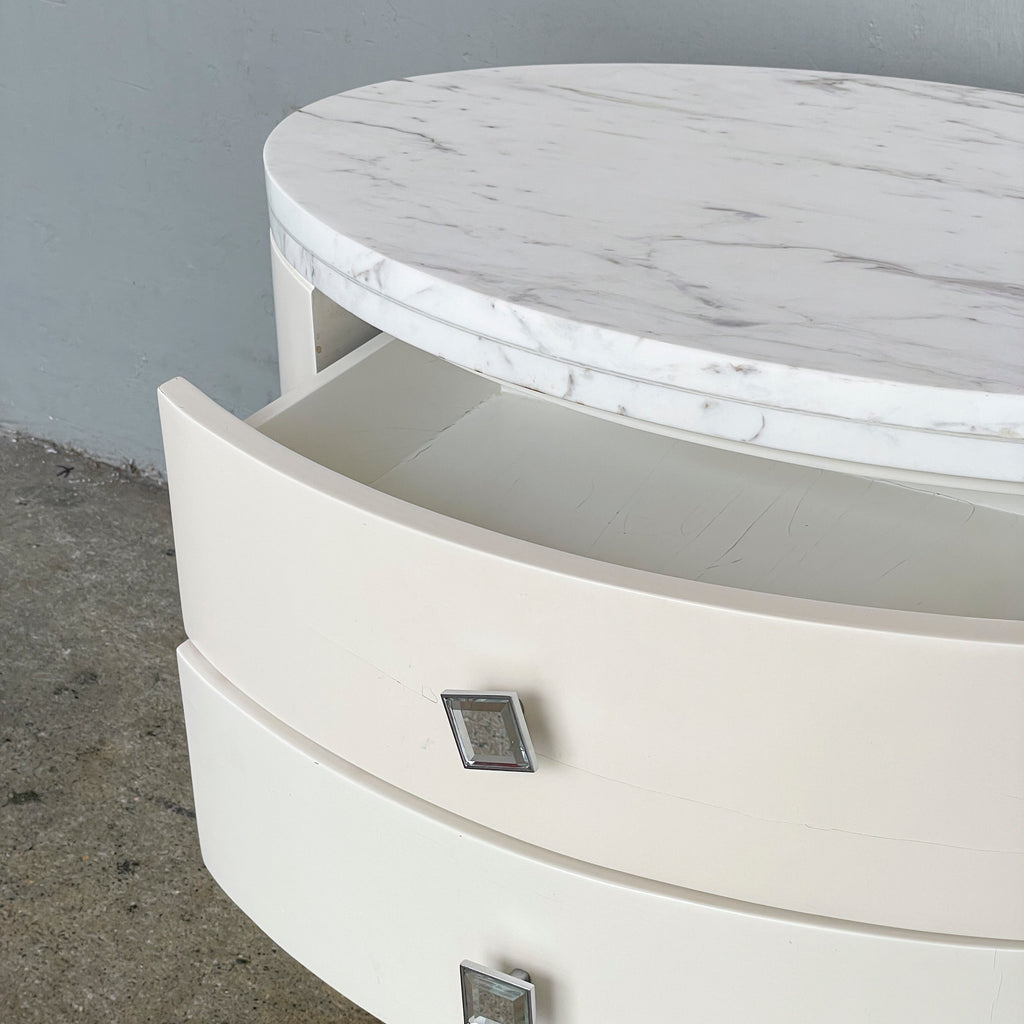 Oval Marble-Top Bedside Table