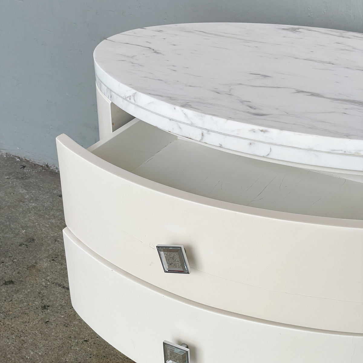 Oval Marble-Top Bedside Table