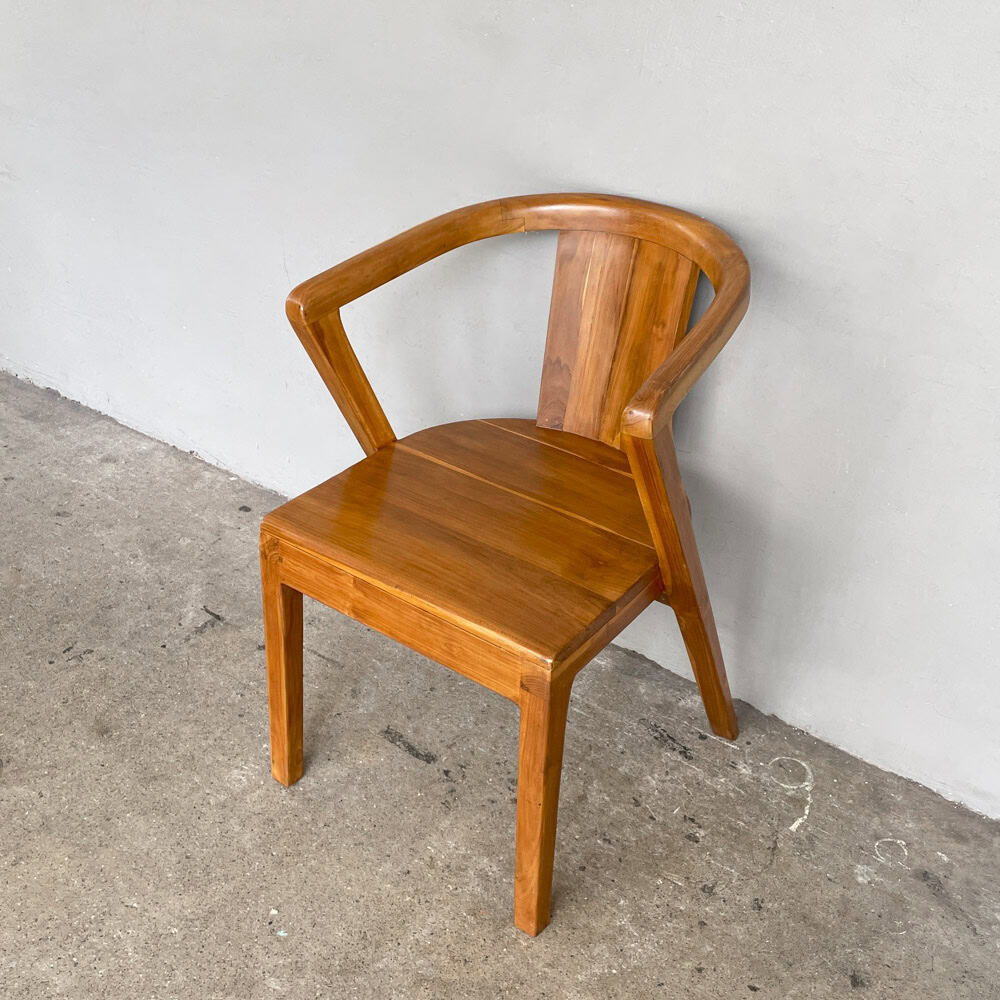 Curved-Back Solid Teak Armchair