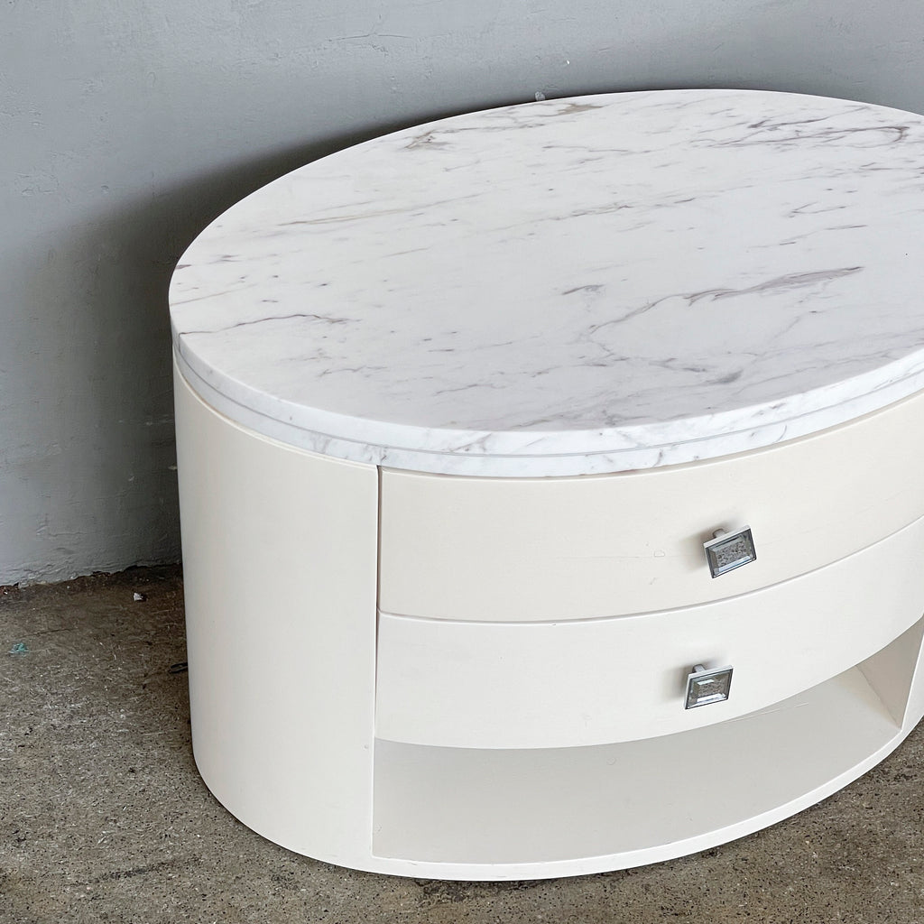 Oval Marble-Top Bedside Table