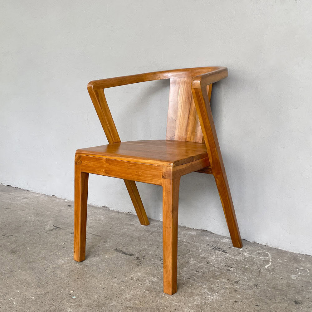Curved-Back Solid Teak Armchair