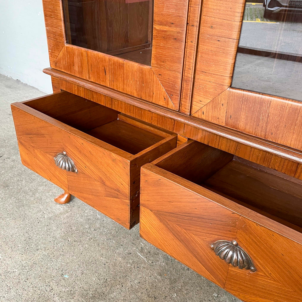 Refurbished Vintage Marquetry Display Cabinet